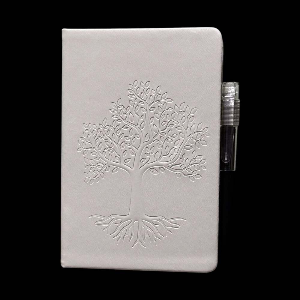Light Gray Tree of Life Embossed Small Hardcover Lined Journal with Pen - Picture 2 of 6